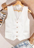 Chaleco tipo sastre con botones color blanco, marfil para mujer - Flashy