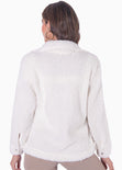 Chaqueta de botones con pelo sintético color blanco, marfil para mujer - Flashy