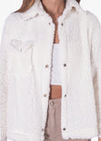 Chaqueta de botones con pelo sintético color blanco, marfil para mujer - Flashy