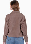 Chaqueta de corduroy con bolsillos y botones color café para mujer - Flashy