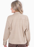 Chaqueta de cuadros con botones color beige para mujer - Flashy