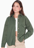 Chaqueta de paño con botones y oversized color verde para mujer - Flashy