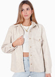 Chaqueta de paño con botones y oversized color gris para mujer - Flashy