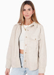 Chaqueta de paño con botones y oversized color gris para mujer - Flashy