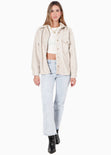Chaqueta de paño con botones y oversized color gris para mujer - Flashy