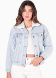 Chaqueta denim con cuello ovejero para mujer - Flashy