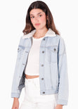Chaqueta denim con cuello ovejero para mujer - Flashy