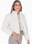 Chaqueta puffer ovejera color blanco, marfil para mujer - Flashy