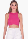 Crop top cuello halter sin mangas color rosado, fucsia para mujer - Flashy
