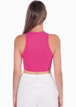 Crop top cuello halter sin mangas color rosado, fucsia para mujer - Flashy
