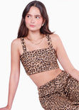 Crop top de tiras de animal print color café para mujer - Flashy