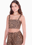Crop top de tiras de animal print color café para mujer - Flashy