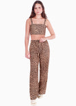 Crop top de tiras de animal print color café para mujer - Flashy