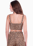 Crop top de tiras de animal print color café para mujer - Flashy