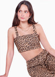 Crop top de tiras de animal print color café para mujer - Flashy