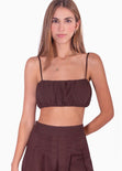 Crop top de tiras color café para mujer - Flashy