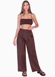Crop top de tiras color café para mujer - Flashy