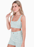 Crop top de tweed y de tiras color azul para mujer - Flashy