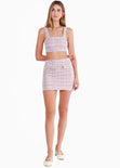Crop top de tweed y de tiras color rosado para mujer - Flashy