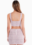 Crop top de tweed y de tiras color rosado para mujer - Flashy