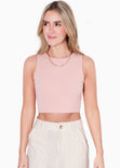 Crop top sin mangas con espalda descubierta y anudado color rosado para mujer - Flashy