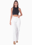 Crop top sin mangas con perlas color negro para mujer - Flashy