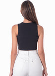Crop top sin mangas con perlas color negro para mujer - Flashy