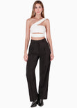 Crop top strapless con cut out y cargadera en diagonal color blanco, marfil para mujer - Flashy