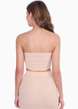 Crop top strapless color beige para mujer - Flashy