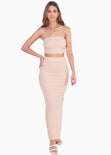 Crop top strapless color beige para mujer - Flashy