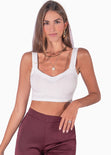 Crop top tejido de tiras con escote corazon color blanco para mujer - Flashy