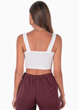 Crop top tejido de tiras con escote corazon color blanco para mujer - Flashy