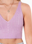 Crop top tejido de tiras con escote en v color lila para mujer - Flashy