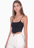 Crop top tipo corset de tiras con cadena color negro para mujer - Flashy