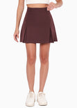 Falda corta con pliegues color café para mujer - Flashy