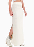 Falda larga tejida color blanco, marfil para mujer - Flashy