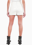 Falda short tipo cuero con cruce color blanco, marfil para mujer - Flashy