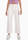 Jean corto wide leg color blanco, denim para mujer - Flashy