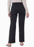 Jean recto de tiro alto full length color negro, denim para mujer - Flashy