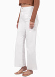 Jean recto de tiro alto full length color blanco, denim para mujer - Flashy