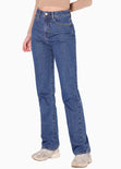 Jean tiro alto silueta recta color azul para mujer - Flashy
