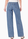 Jean tiro medio silueta wide leg lavado más claro  color azul para mujer - Flashy