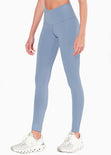 Legging deportivo con cruce en pretina color azul para mujer - Flashy