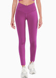 Legging deportivo con cruce en pretina color magenta para mujer - Flashy