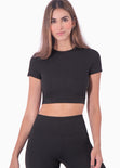 Top deportivo manga corta color negro para mujer - Flashy