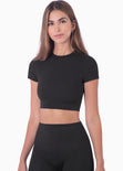 Top deportivo manga corta color negro para mujer - Flashy