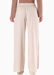 Pantalón con abertura en costados y ajustable en cintura color beige para mujer - Flashy