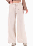 Pantalón con abertura en costados y ajustable en cintura color beige para mujer - Flashy