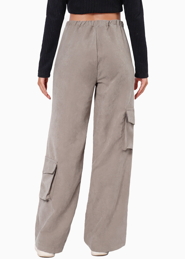 Pantalón tipo cargo con elástico y bolsillos laterales  para mujer - Flashy