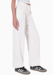 Pantalón tiro alto wide leg color marfil para mujer - Flashy